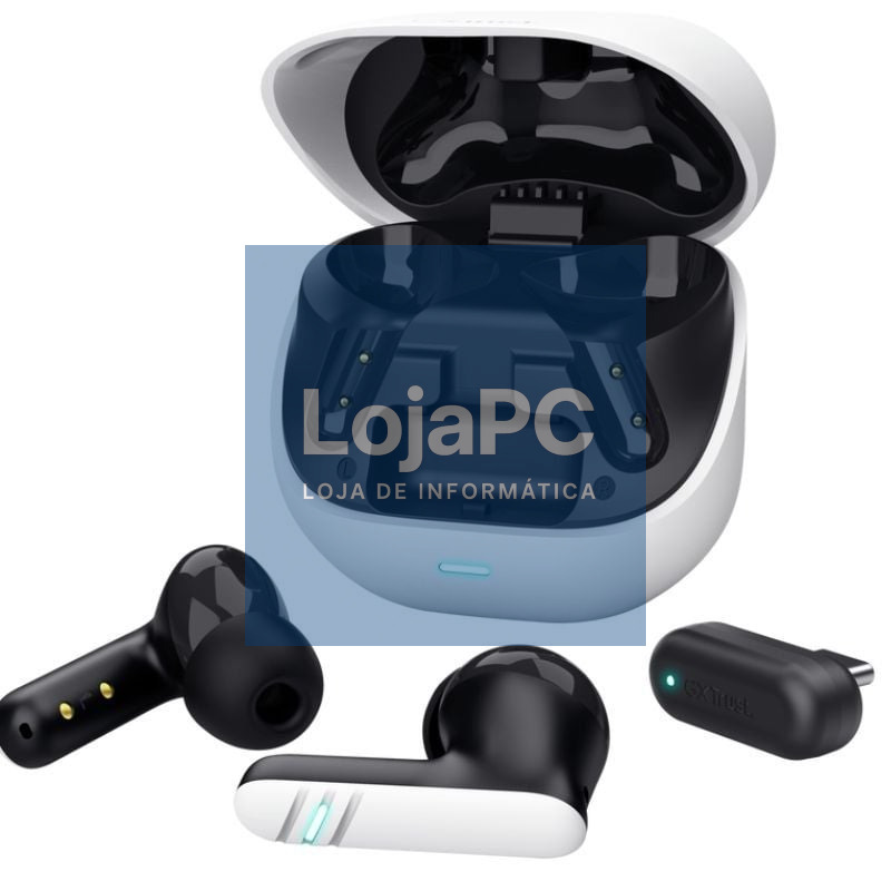 Auscultadores Bluetooth Trust GXT 409 Oxxie 25478 com estojo de carga/ Autonomia 7h/ Branco y Preto