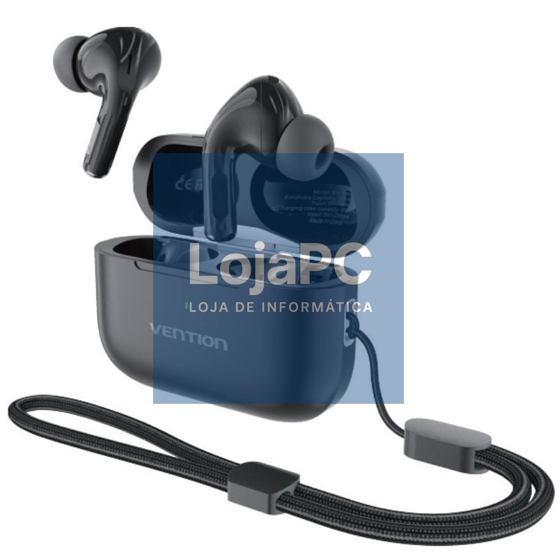 Auscultadores Bluetooth Vention Echo Lite E11 Plus com estojo de carga/ Autonomia 6h/ Pretos