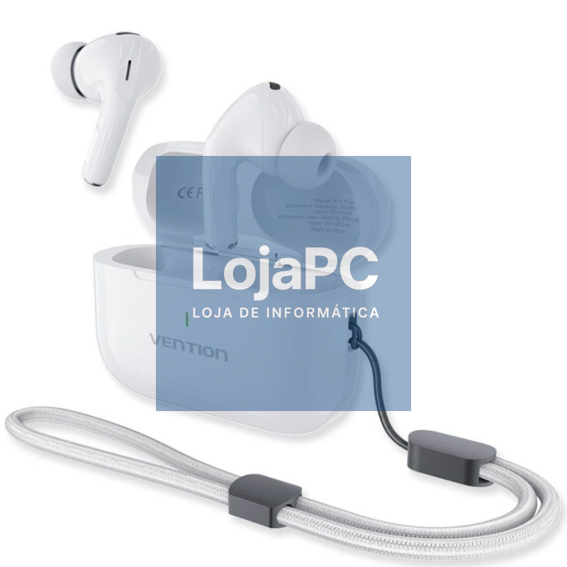 Auscultadores Bluetooth Vention Echo Lite E11 Plus com estojo de carga/ Autonomia 6h/ Brancos