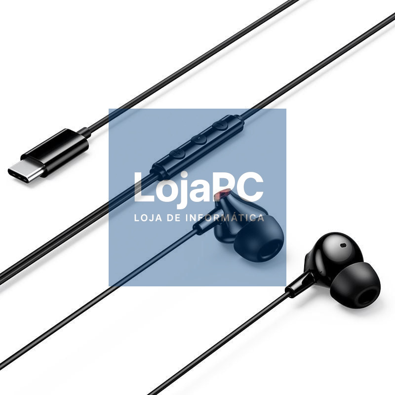 Auscultadores Intrauditivos Vention Echo Lite USB-C In-Ear/ com Microfone/ USB Tipo-C/ Pretos