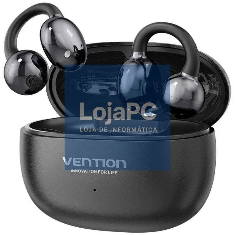 Auscultadores Bluetooth Vention Echo Clip A11 Pro com estojo de carga/ Autonomia 6h/ Preto