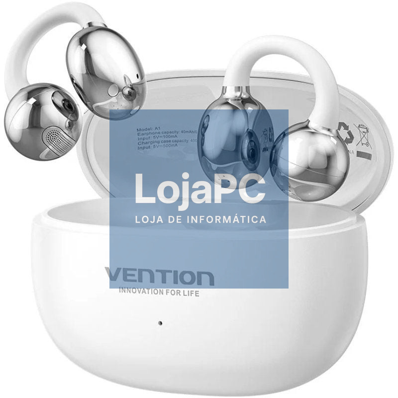 Auscultadores Bluetooth Vention Echo Clip A11 Pro com estojo de carga/ Autonomia 6h/ Brancos