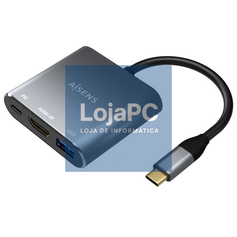 Conversor Aisens A109-0669/ USB Tipo-C Macho/ HDMI Fêmea - USB Fêmea - USB Tipo-C Fêmea/ 15cm/ Cinzento