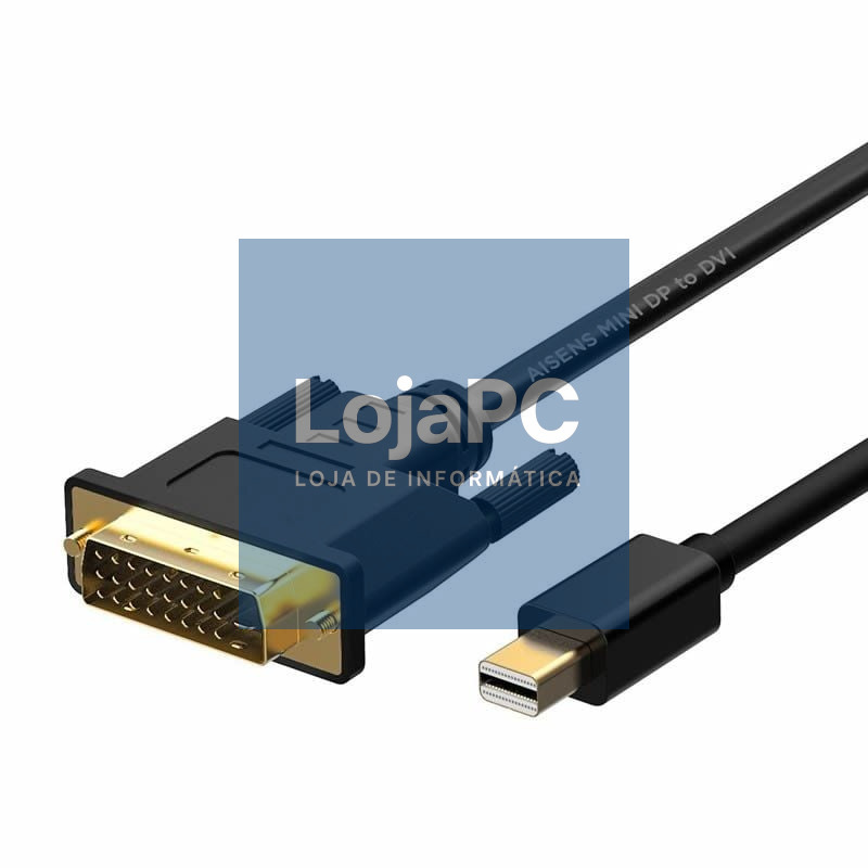 Cabo Conversor Mini DisplayPort Aisens A125-0363/ Mini DisplayPort Macho - DVI Macho/ 2m/ Preto