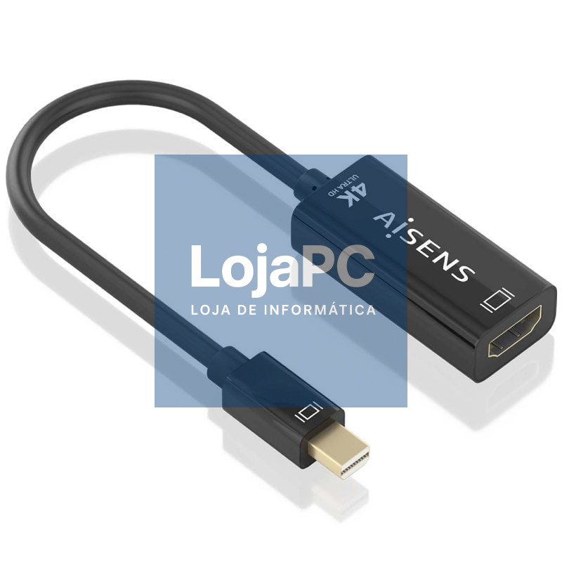 Conversor Aisens A125-0904/ Mini DisplayPort Macho - HDMI Fêmea/ 15cm/ Preto