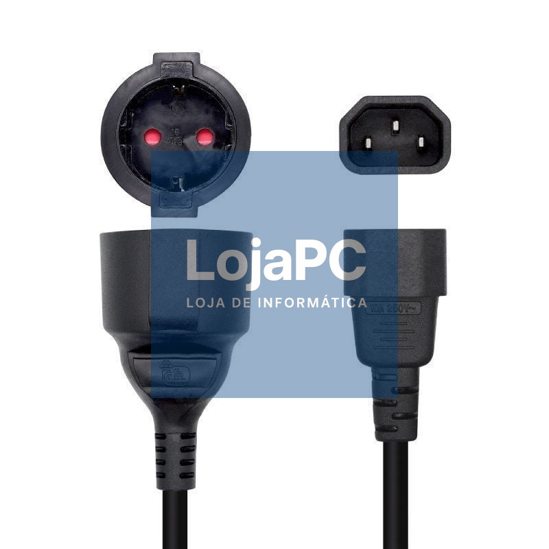 Adaptador Alimentação Aisens A132-0467/ C14 Macho - CEE7 Fêmea/ 25cm/ Preto