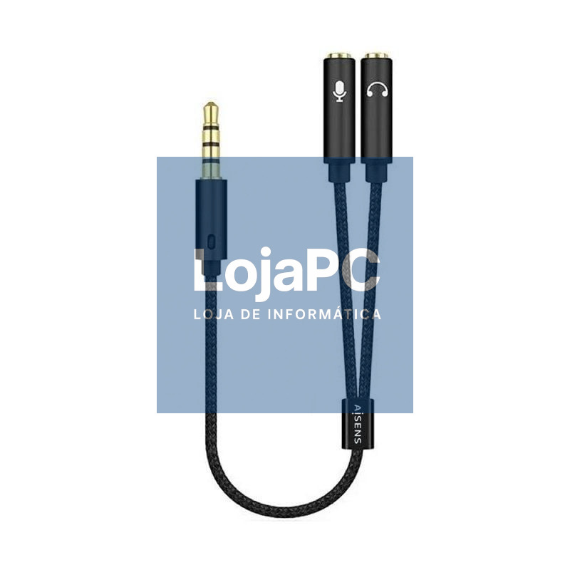 Cabo Estéreo Aisens A128-0416/ Jack 3.5 Macho - 2x Jack 3.5 Fêmea/ 25cm/ Preto