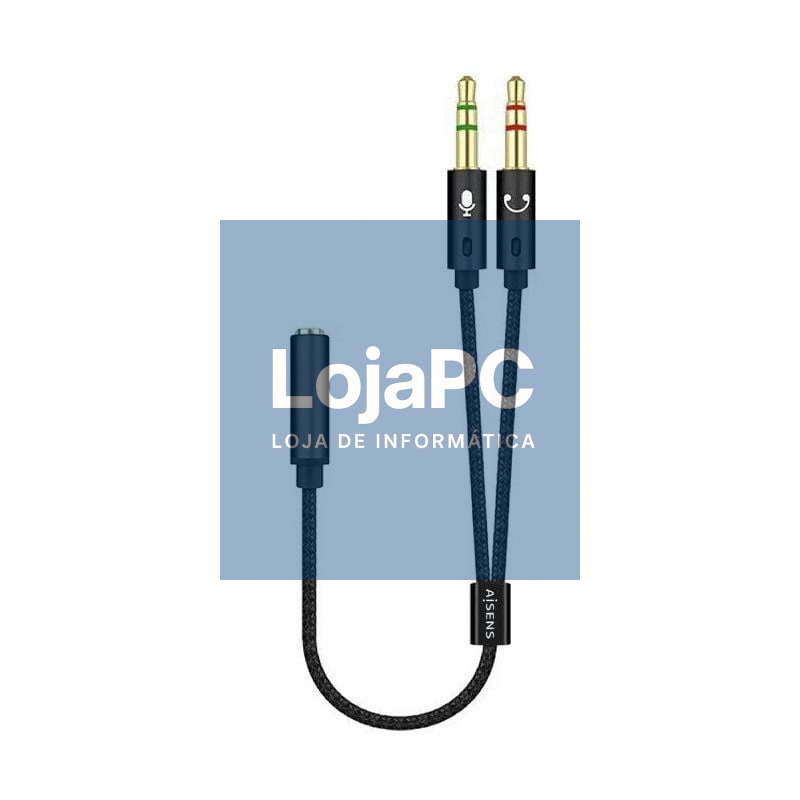Cabo Estéreo Aisens A128-0418/ Jack 3.5 Fêmea - 2x Jack 3.5 Macho/ 25cm/ Preto