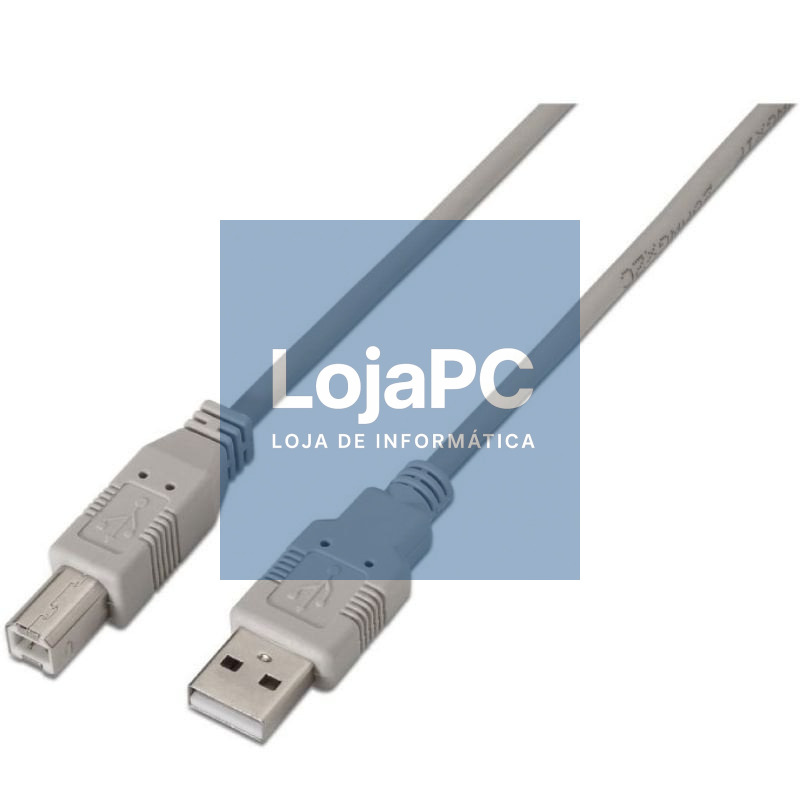 Cabo USB 2.0 Impressora Aisens A101-0001/ USB Tipo-B Macho - USB Macho/ 1m/ Beige