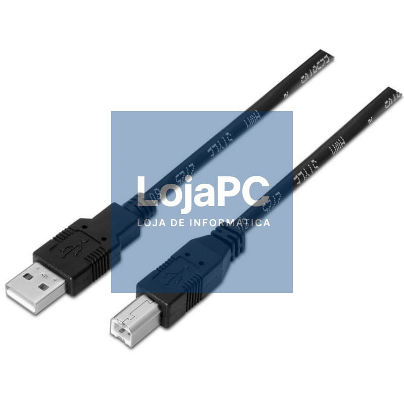Cabo USB 2.0 Impressora Aisens A101-0005/ USB Tipo-B Macho - USB Macho/ 1m/ Preto