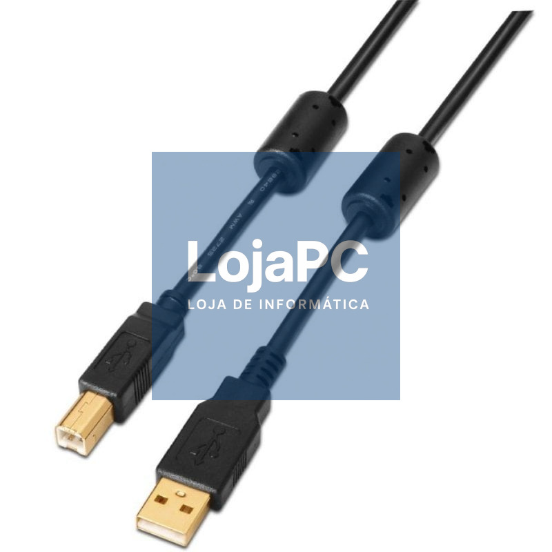 Cabo USB 2.0 Impressora Aisens A101-0009/ USB Tipo-B Macho - USB Macho/ 2m/ Preto