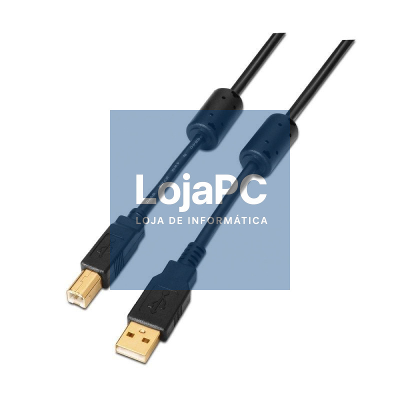 Cabo USB 2.0 Impressora Aisens A101-0010/ USB Tipo-B Macho - USB Macho/ 3m/ Preto