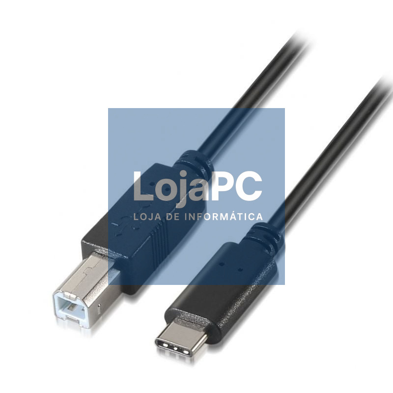 Cabo USB 2.0 Impressora Aisens A107-0053/ USB Tipo-C Macho - USB Tipo-B Macho/ 480Mbps/ 1m/ Preto