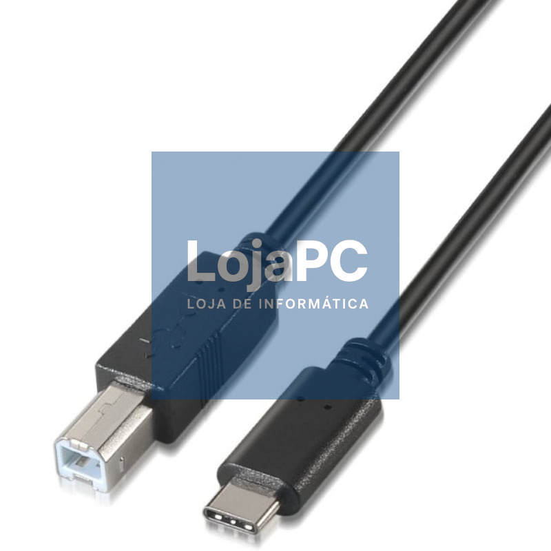 Cabo USB 2.0 Impressora Aisens A107-0054/ USB Tipo-C Macho - USB Tipo-B Macho/ 480Mbps/ 2m/ Preto
