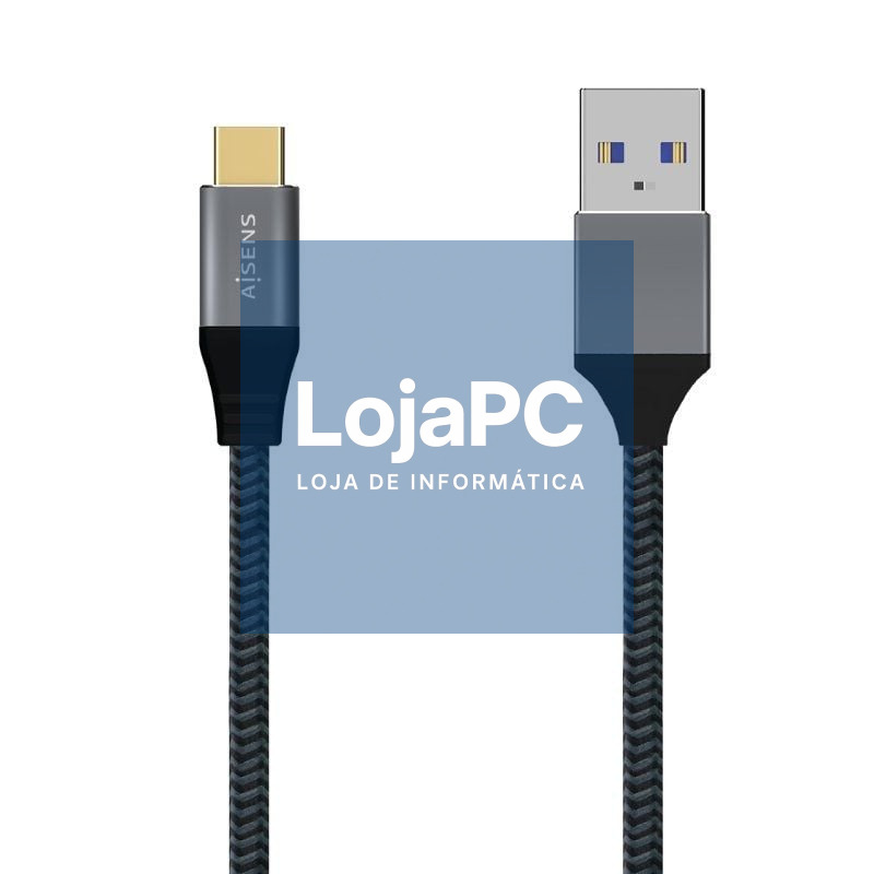 Cabo USB 3.1 Tipo-C Aisens A107-0633/ USB Tipo-C Macho - USB Macho/ até 27W/ 1250Mbps/ 2m/ Cinzento