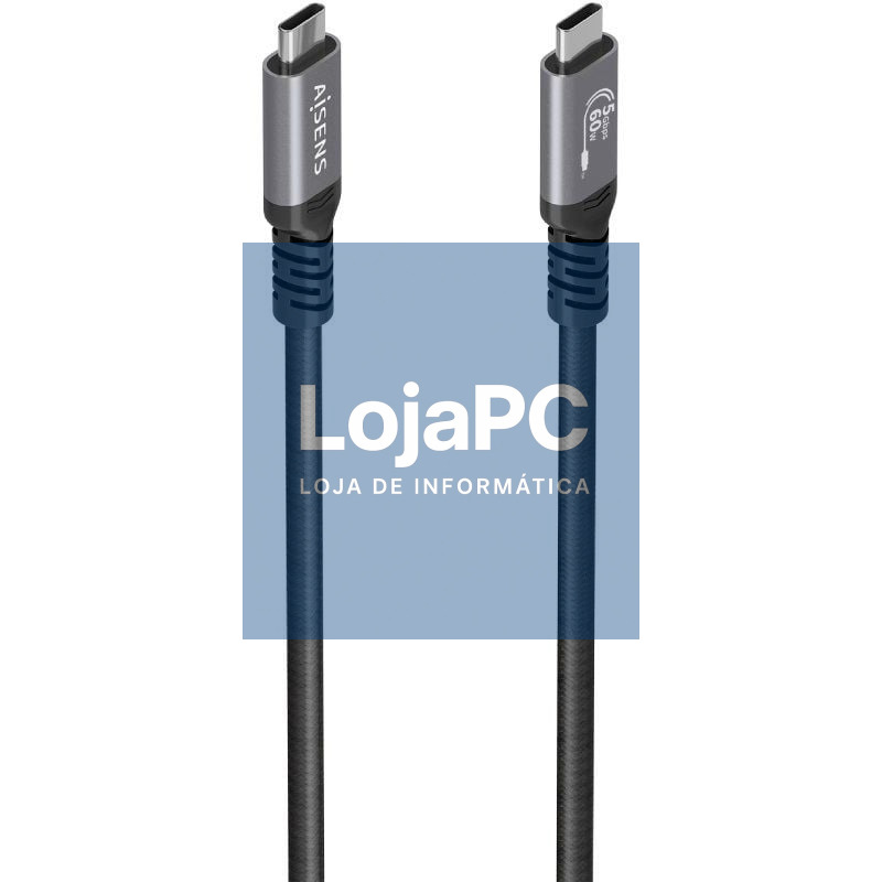 Cabo USB 3.2 Tipo-C Aisens A107-0992/ USB Tipo-C Macho - USB Tipo-C Macho/ até 60W/ 5Gbps/ 10m/ Preto