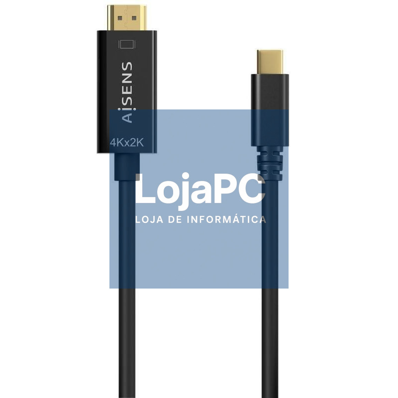 Cabo Conversor HDMI 4K Aisens A109-0623/ USB Tipo-C Macho - HDMI Macho/ até 27W/ 1250Mbps/ 80cm/ Preto