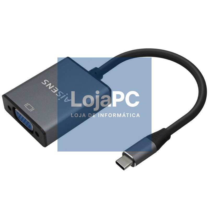 Conversor Aisens A109-0691/ USB Tipo-C Macho - VGA Fêmea/ até 27W/ 1250Mbps/ 15cm/ Cinzento