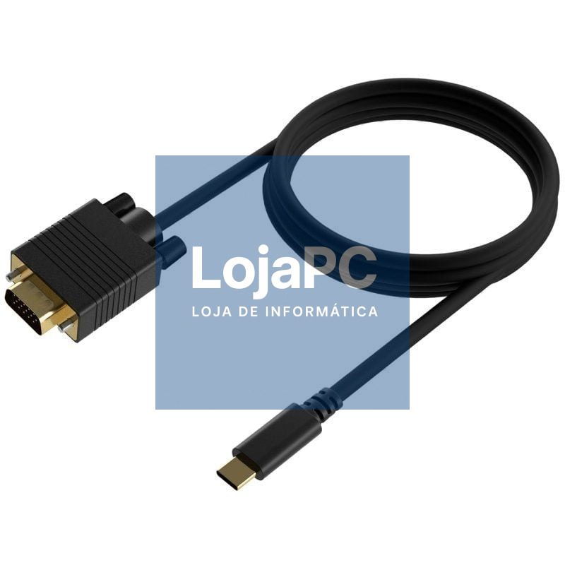 Cabo Conversor Aisens A109-0693/ USB Tipo-C Macho - VGA Macho/ até 27W/ 1250Mbps/ 1.8m/ Preto