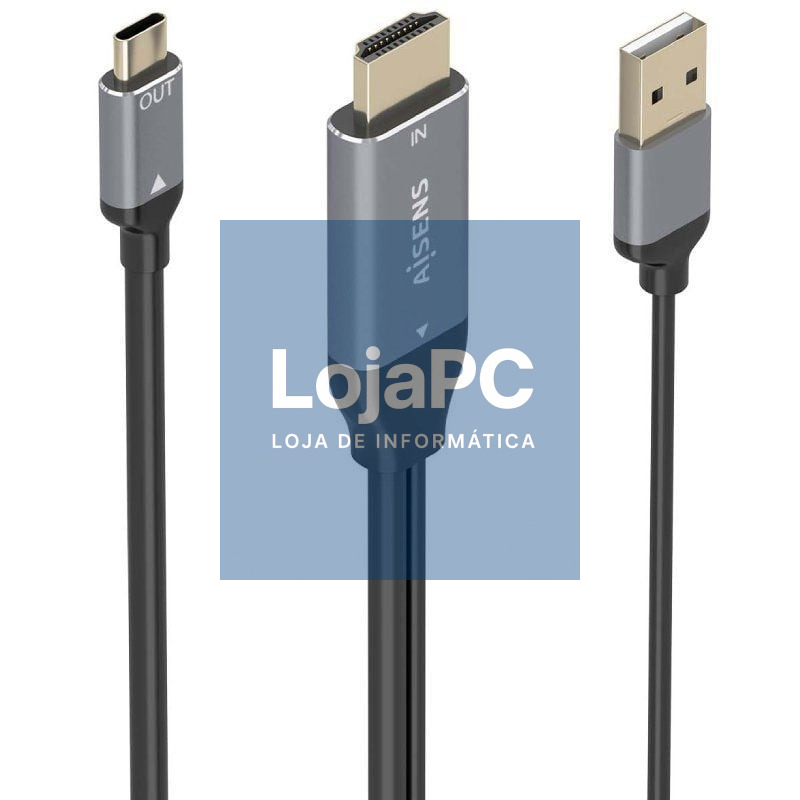 Cabo Conversor Aisens A109-0871/ HDMI Macho/ USB Macho - USB Tipo-C Macho/ 1.8m/ Preto
