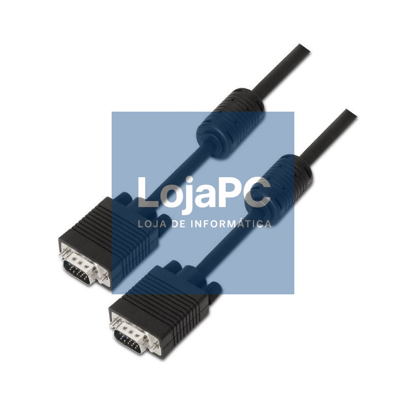 Cabo SVGA Aisens A113-0076/ HDB15 Macho - HDB15 Macho/ até 3W/ 10Mbps/ 20m/ Preto