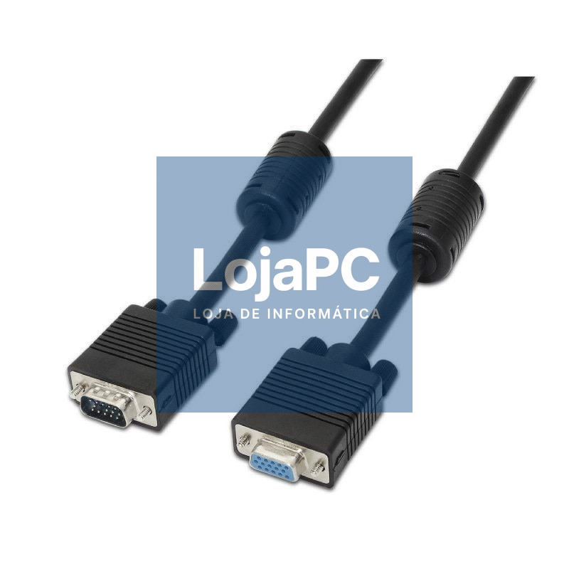 Cabo SVGA Aisens A113-0079/ VGA Macho - VGA Fêmea/ até 3W/ 10Mbps/ 3m/ Preto