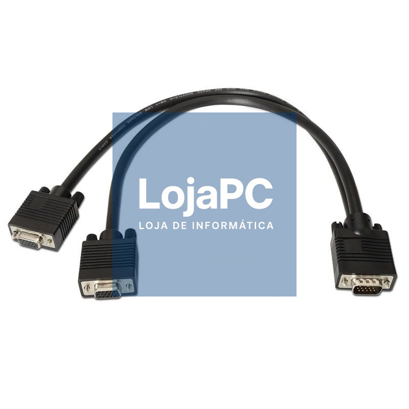 Cabo Duplicador SVGA Aisens A113-0081/ VGA Macho - 2x VGA Fêmea/ até 3W/ 10Mbps/ 45cm/ Preto