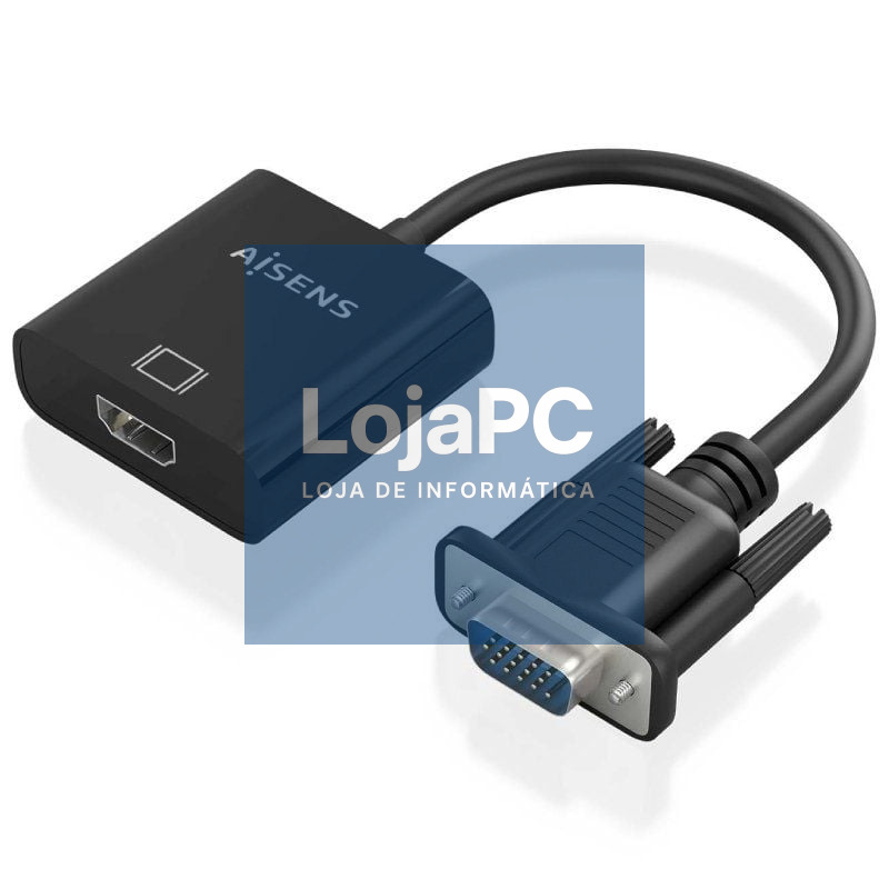 Cabo Conversor Aisens A115-0873/ VGA Macho/ HDMI Fêmea - Jack 3.5 Fêmea - MicroUSB / 20cm/ Preto