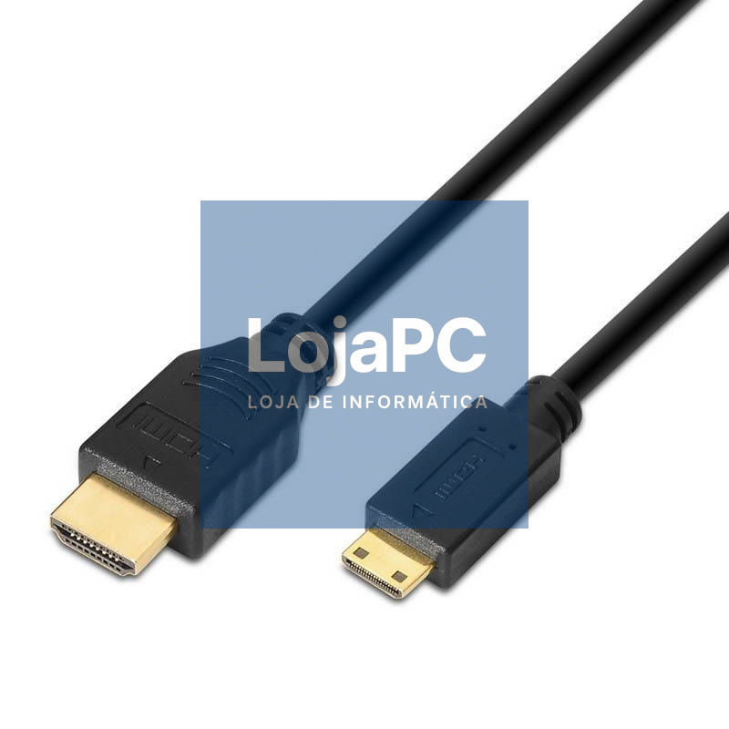 Cabo HDMI Aisens A119-0114/ HDMI Macho - Mini HDMI Macho/ até 10W/ 720Mbps/ 1.8m/ Preto