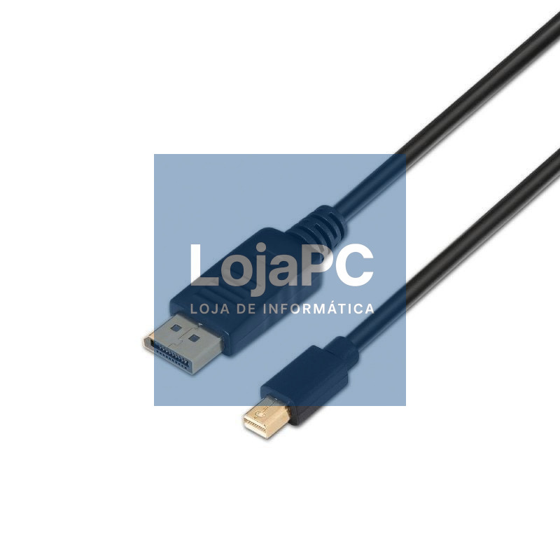 Cabo Mini DisplayPort 1.2 4K Aisens A124-0131/ DisplayPort Macho - Mini DisplayPort Macho/ até 5W/ 2300Mbps/ 2m/ Preto