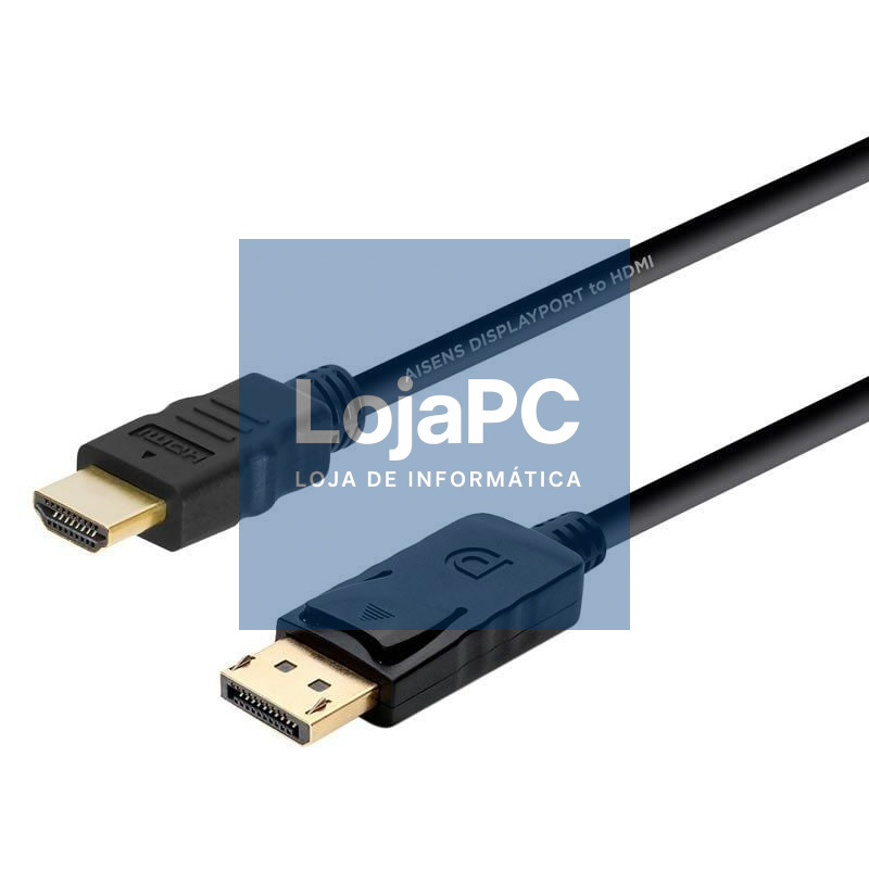 Cabo Conversor Aisens A125-0364/ DisplayPort Macho - HDMI Macho/ até 5W/ 2300Mbps/ 2m/ Preto