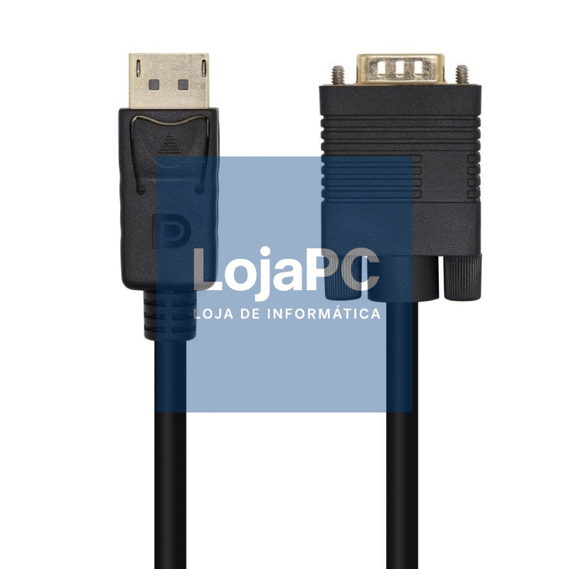 Cabo Conversor Aisens A125-0462/ DisplayPort Macho - VGA Macho/ até 5W/ 2300Mbps/ 3m/ Preto