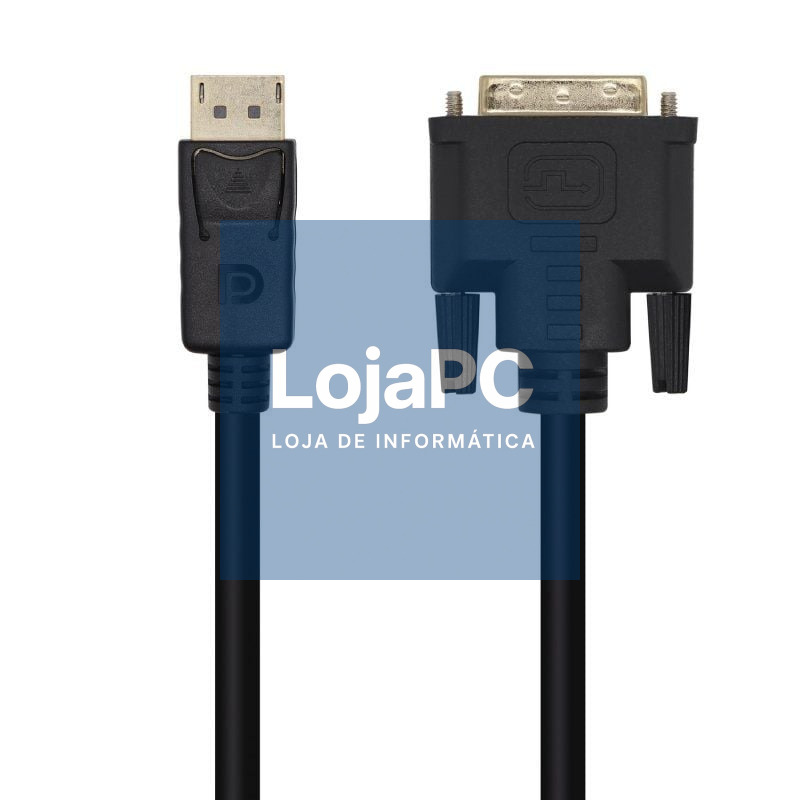 Cabo Conversor Aisens A125-0463/ DisplayPort Macho - DVI Macho/ até 5W/ 2300Mbps/ 3m/ Preto