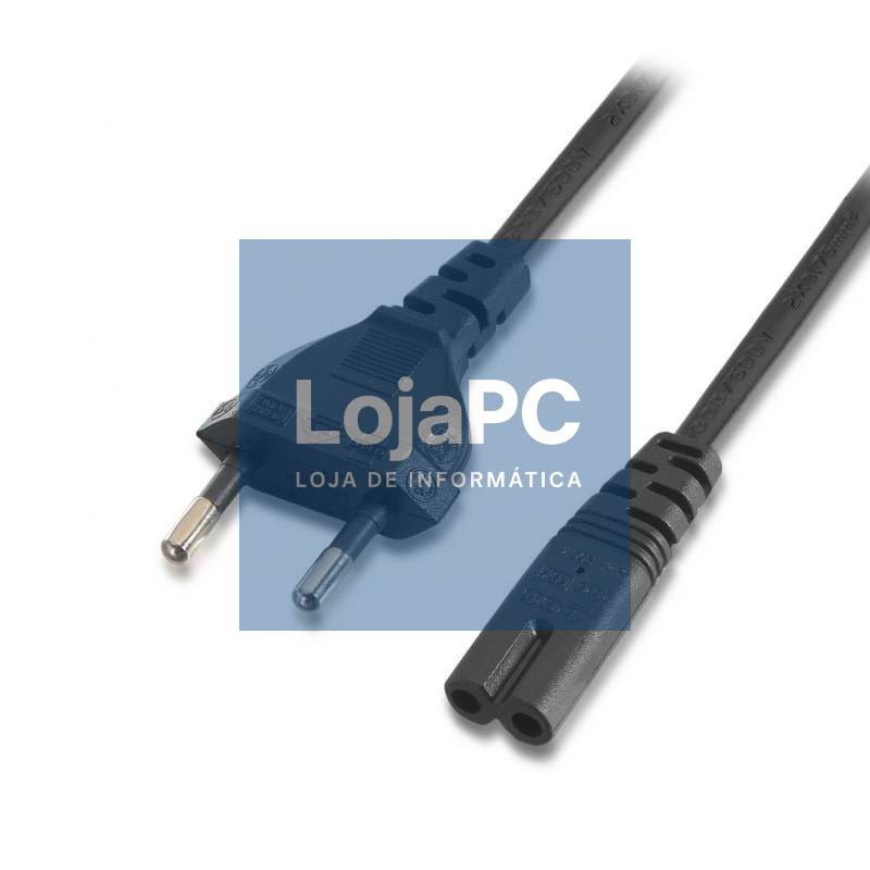 Cabo Alimentação Forma 8 Aisens A132-0173/ CEE7/16 Macho - C7 Fêmea/ até 1500W/ 1.5m/ Preto
