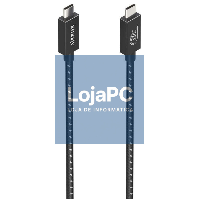 Cabo USB 4.0 Tipo-C Aisens A156-0866/ USB Tipo-C Macho - USB Tipo-C Macho/ até 240W/ 40Gbps/ 50cm/ Cinzento
