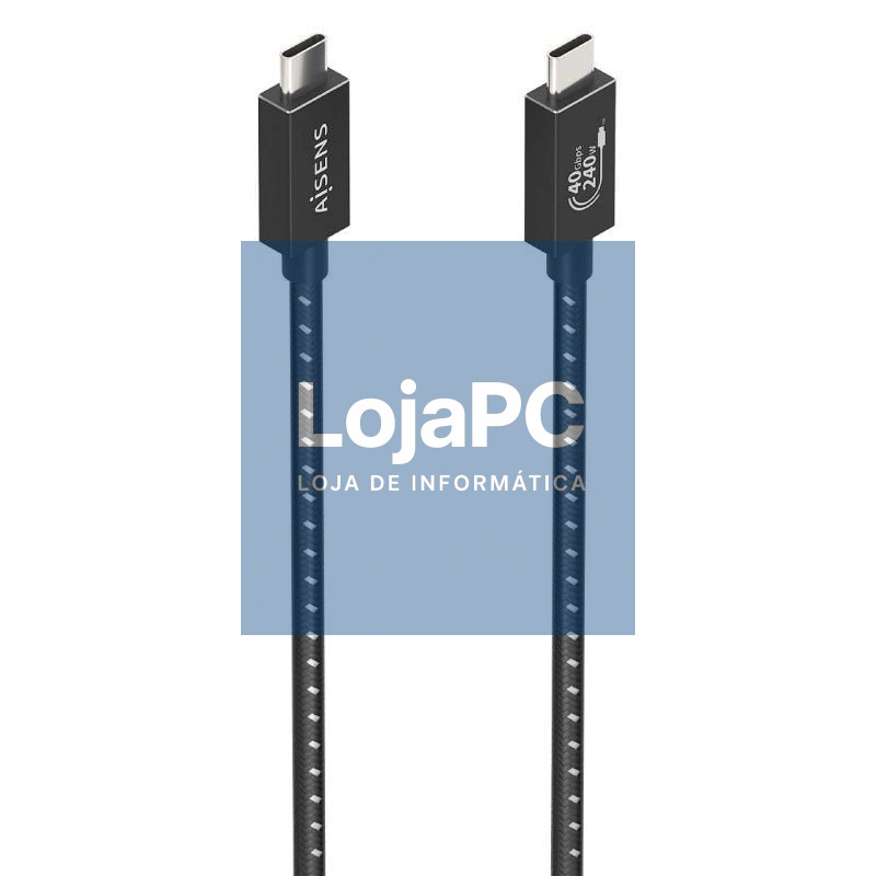 Cabo USB 4.0 Tipo-C Aisens A156-0867/ USB Tipo-C Macho - USB Tipo-C Macho/ até 240W/ 40Gbps/ 1m/ Cinzento