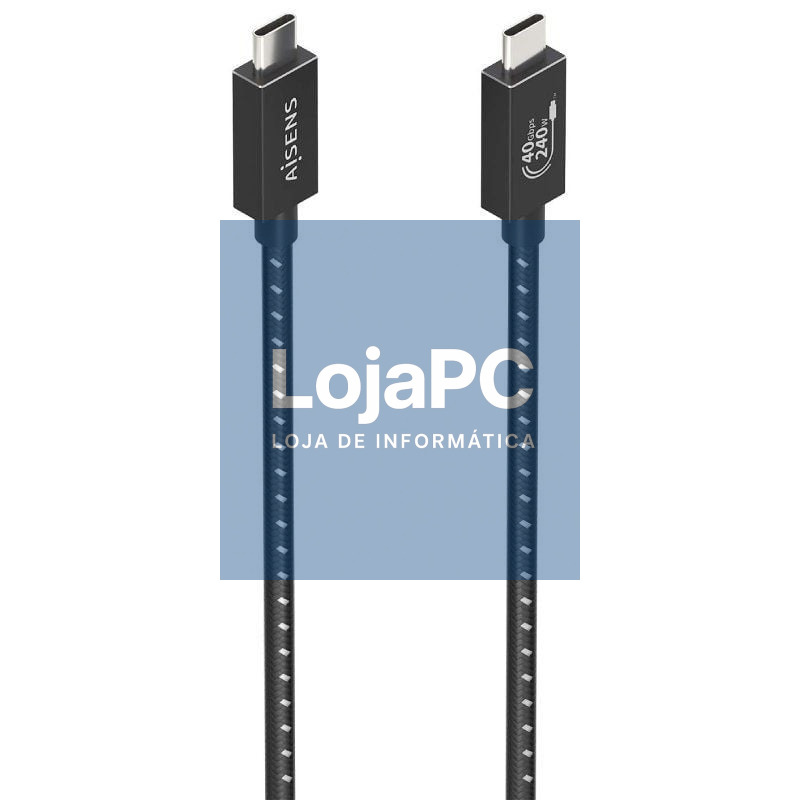 Cabo USB 4.0 Tipo-C Aisens A156-0868/ USB Tipo-C Macho - USB Tipo-C Macho/ até 240W/ 40Gbps/ 1.5m/ Cinzento