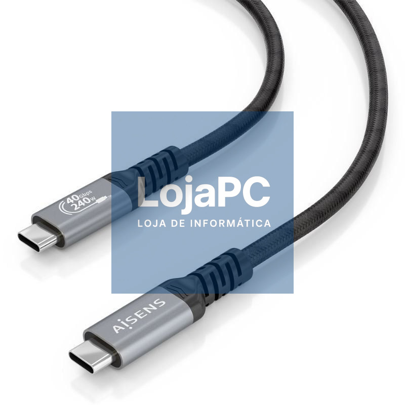 Cabo USB 4.0 Tipo-C Aisens A156-0996/ USB Tipo-C Macho - USB Tipo-C Macho/ até 240W/ 40Gbps/ 2m/ Preto
