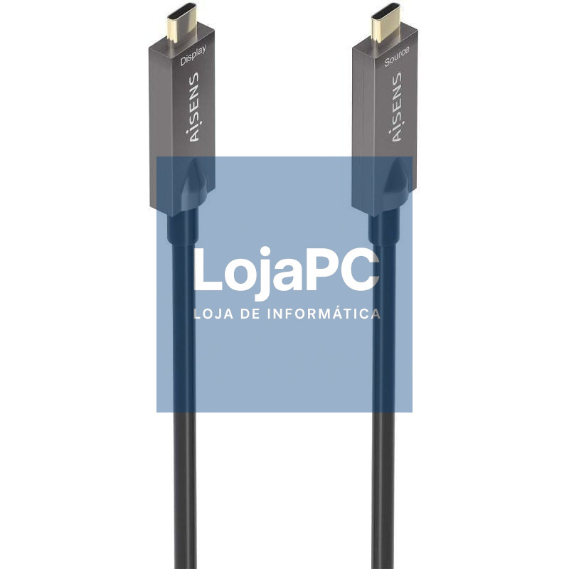 Cabo USB 3.1 Tipo-C Aisens AOC A157-0883/ USB Tipo-C Macho - USB Tipo-C Macho/ até 60W/ 10Gbps/ 15m/ Preto