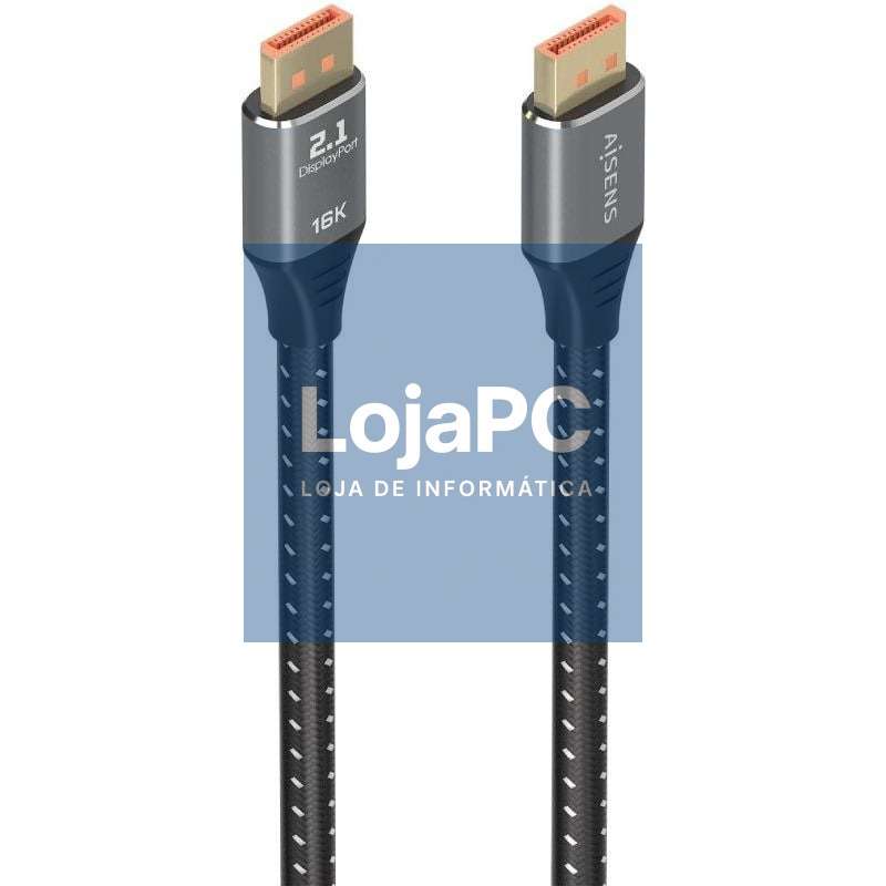 Cabo DisplayPort 2.1 16K Aisens A158-0902/ DisplayPort Macho - DisplayPort Macho/ 80Gbps/ 1.5m/ Preto
