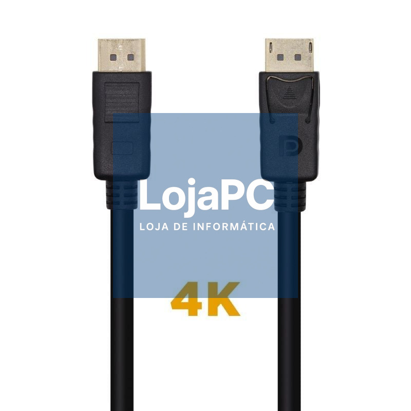 Cabo DisplayPort 1.2 4K Aisens A124-0455/ DisplayPort Macho - DisplayPort Macho/ 1m/ Preto