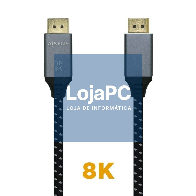 Cabo DisplayPort 1.4 8K Aisens A149-0436/ DisplayPort Macho - DisplayPort Macho/ 1.5m/ Preto Cinzento
