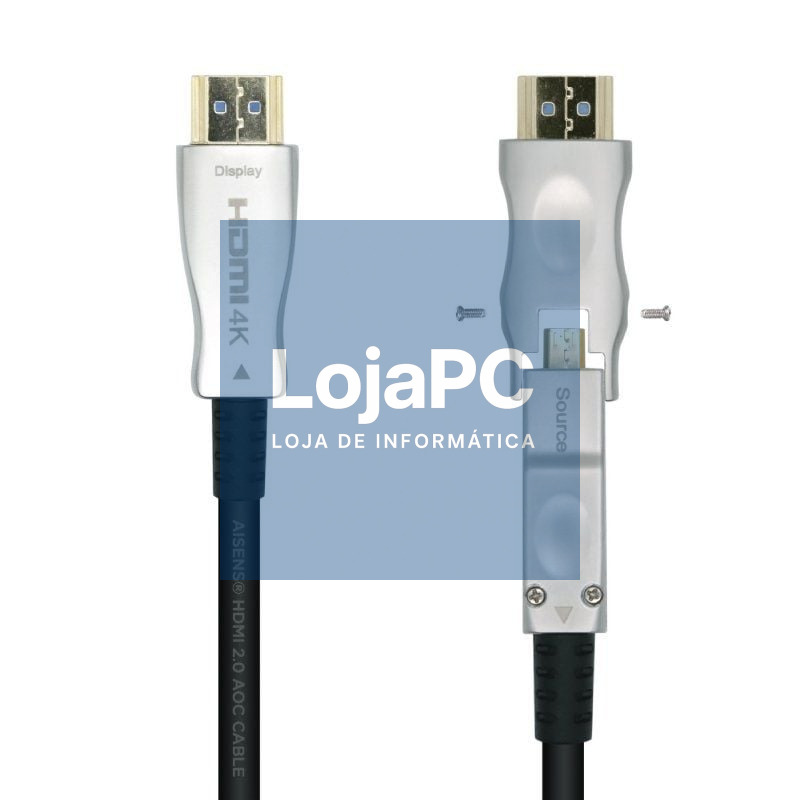 Cabo HDMI 2.0 AOC 4K Desmontable Aisens A148-0512/ HDMI Macho / D Macho - HDMI Macho/ 30m/ Preto
