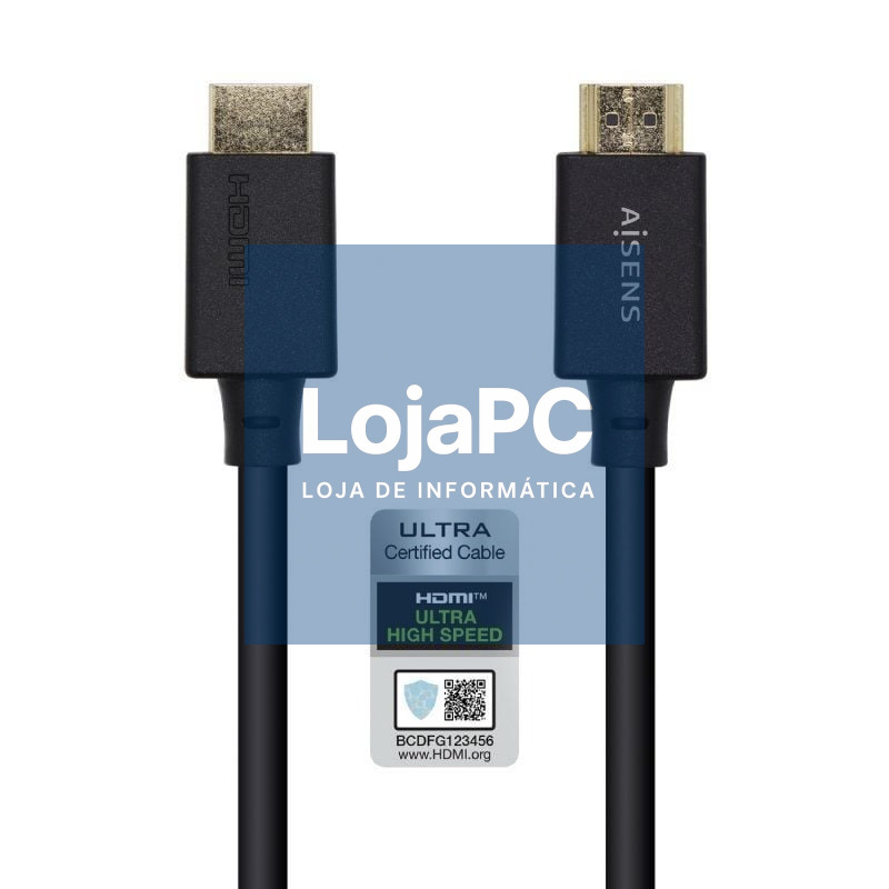 Cabo HDMI 2.1 8K Aisens A150-0421/ HDMI Macho - HDMI Macho/ 1m/ Certificado/ Preto