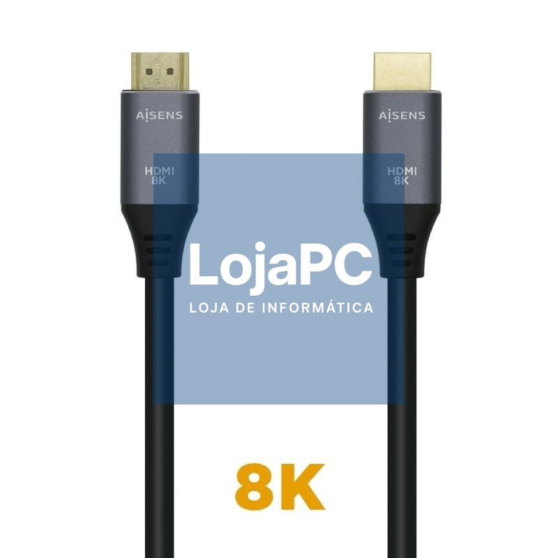 Cabo HDMI 2.1 8K Aisens A150-0428/ HDMI Macho - HDMI Macho/ 2m/ Cinzento Preto