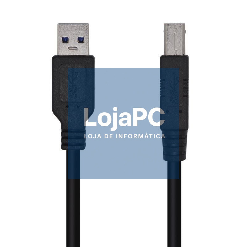 Cabo USB 3.0 Impressora Aisens A105-0444/ USB Tipo-B Macho - USB Macho/ 5Gbps/ 2m/ Preto