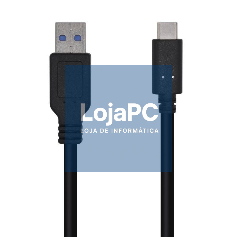 Cabo USB 3.1 Tipo-C Aisens A107-0449/ USB Tipo-C Macho - USB Macho/ 50cm/ Preto