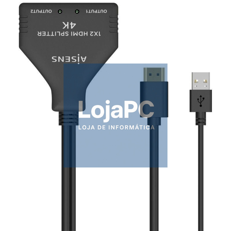 Cabo Duplicador HDMI 4K Aisens A123-0654/ 2x HDMI Fêmea - HDMI Macho - USB Macho/ 30cm/ Preto