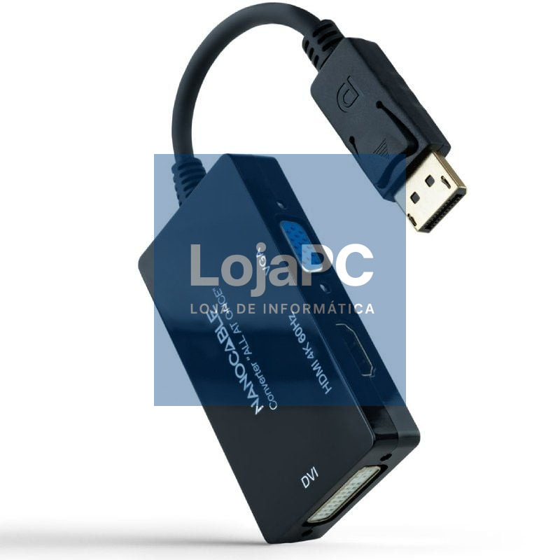 Cabo DisplayPort Nanocable 10.16.3301-ALL/ HDMI Fêmea - DVI-D Fêmea - VGA Fêmea/ 20cm/ Preto