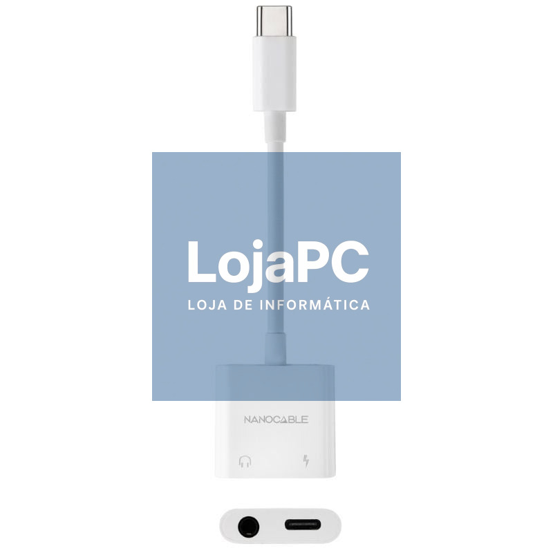 Adaptador Audio Nanocable 10.24.1206/ USB Tipo-C Macho - Jack 3.5 Fêmea/ USB Tipo-C Fêmea/ Branco